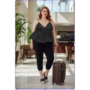 Flirty 4X Leith Polka Dot Peplum Cami Size 4X Feminine Coquette